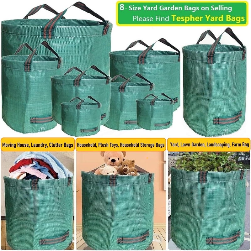 Tespher Professional 2-Pack 137 Gallon Lawn Garden Bags Large (D34,H34 inch) Yard Waste Bags with Gardening Gloves, Big Leaf Bag,Yard Debris,Waste Container,Lawn Trash Bin,Grass Clippings,Weeds Bags 4 Handles - Image 3